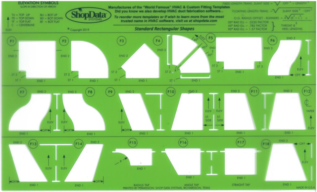 Green HVAC Fitting Shape Template