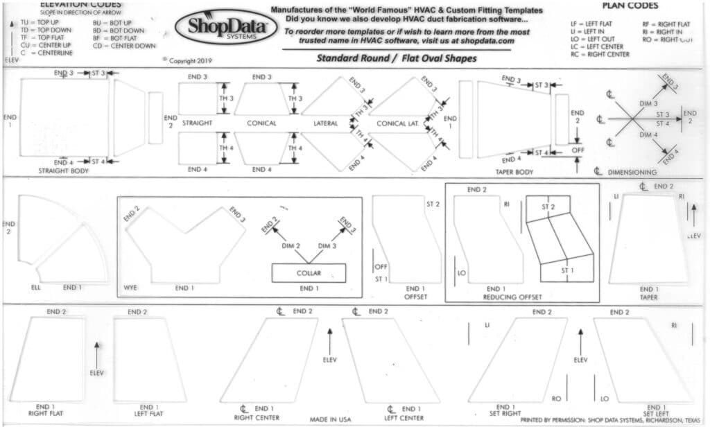 Round and Oval HVAC Fitting Drafting Template