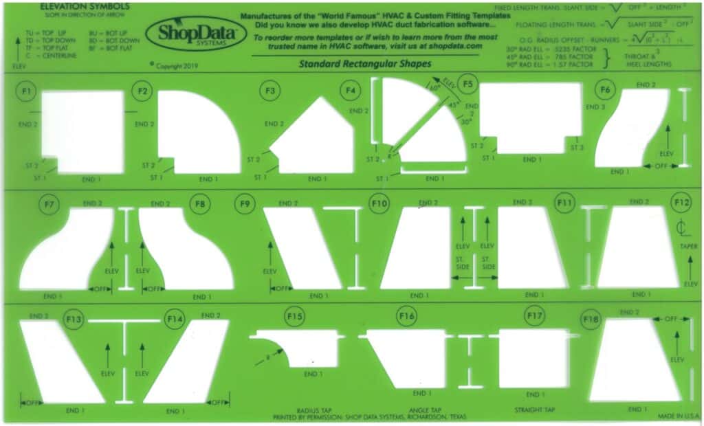 Rectangular HVAC Fitting Drafting Template